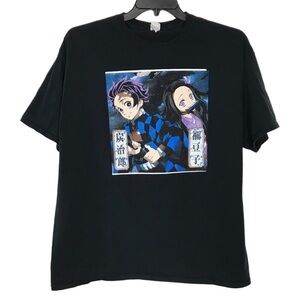 Demon Slayer Tanjiro & Nezuko Graphic T-Shirt Black Size XLARGE XL 100% Cotton